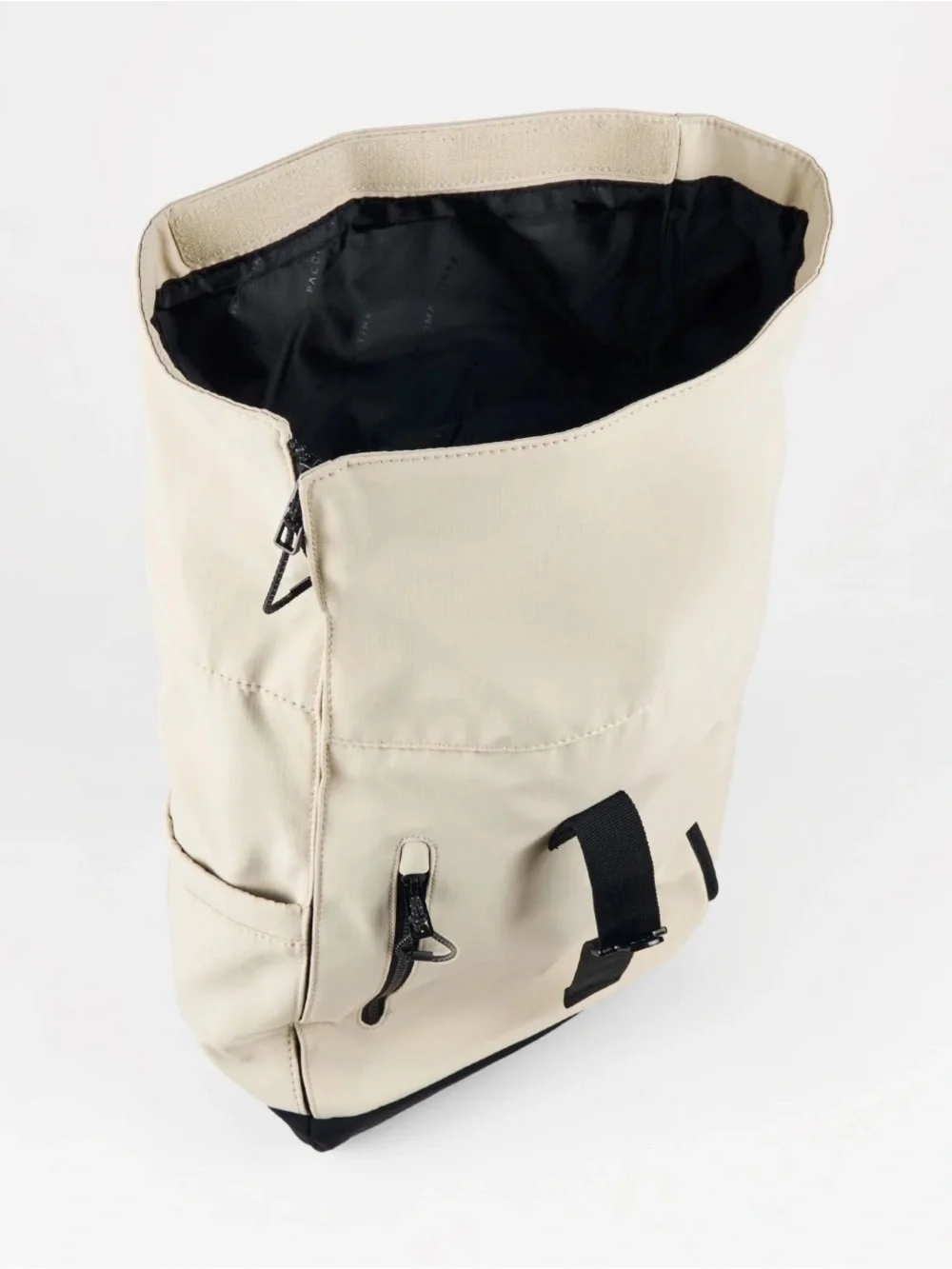 Men's Cream Roll-Top Backpack with Black Trim